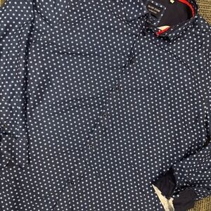 Silver Stone Collection Men's XXXL Modern Fit Blue Pattern Dress Shirt